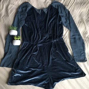 BCBGenration Haze Blue Velvet Romper